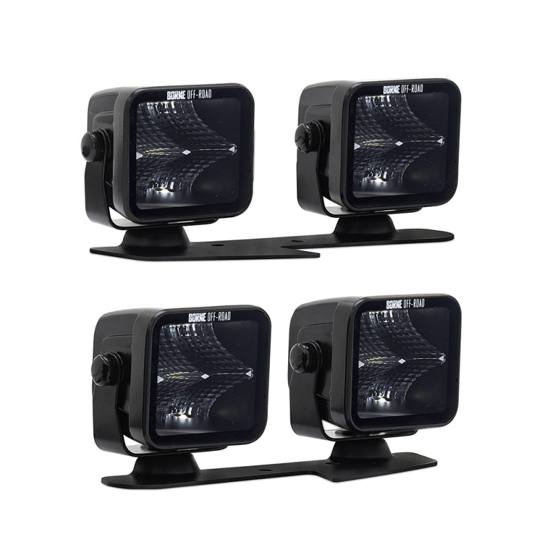Borne Off-Road 21+ Bronco Light Pods 4pc Ditch 3x3 Flood - BNLT-BR-21-DT4F