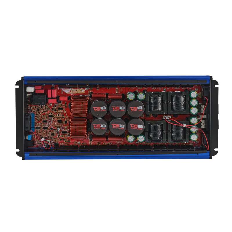 DS18 1-Channel Class D Full-Range Monoblock 8000 Watts RMS at1 ohm DPIV1/0 Terminals Included Blue - FRP-8K/BL - rear view