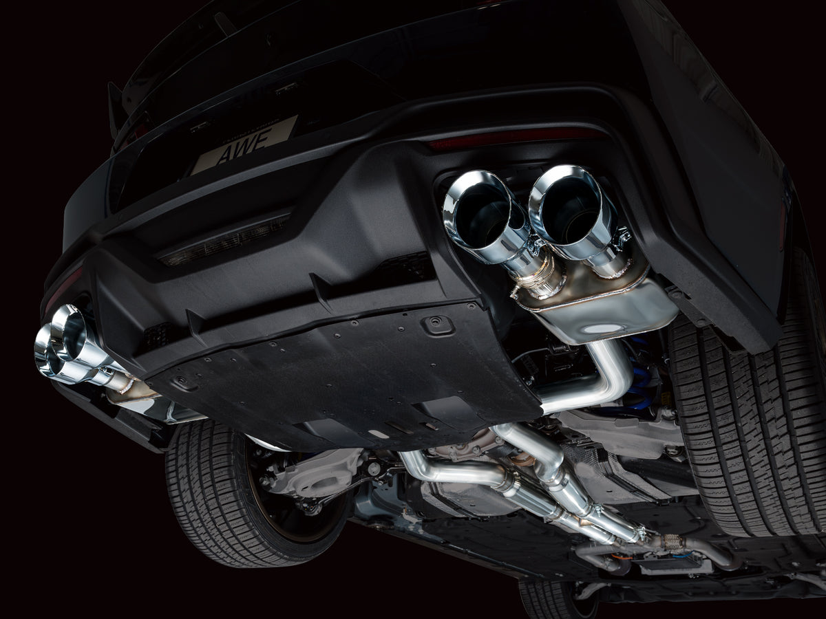 AWE 2024 Ford Mustang Dark Horse S650 RWD SwitchPath Catback Exhaust w/ Quad Chrome Silver Tips - 3025-42375