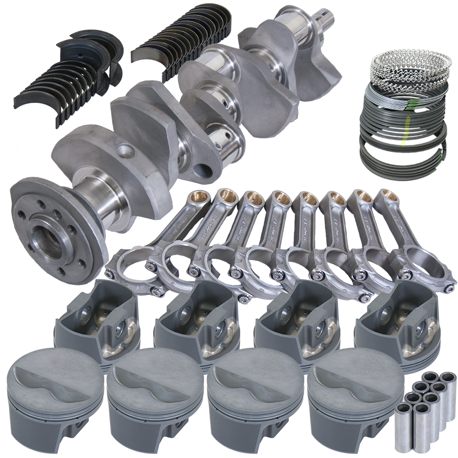 Eagle Chevy 350 3.480in Crank 5.700in I-Beam Rods -5cc Flat Top 4.060in Pistons Balanced Assembly - B62001060 - front view
