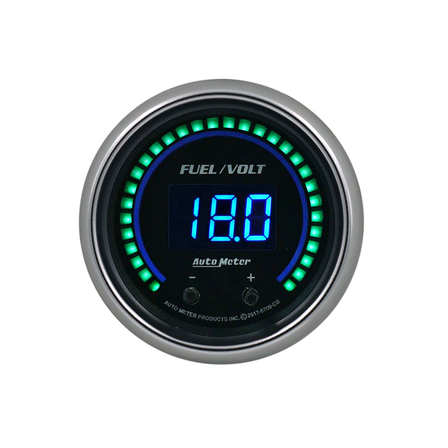 Autometer 52.4mm Black Switchable 0-100 Fuel Level / 8-18V Voltmeter Cobalt Elite Digital Gauge - 6709-CB