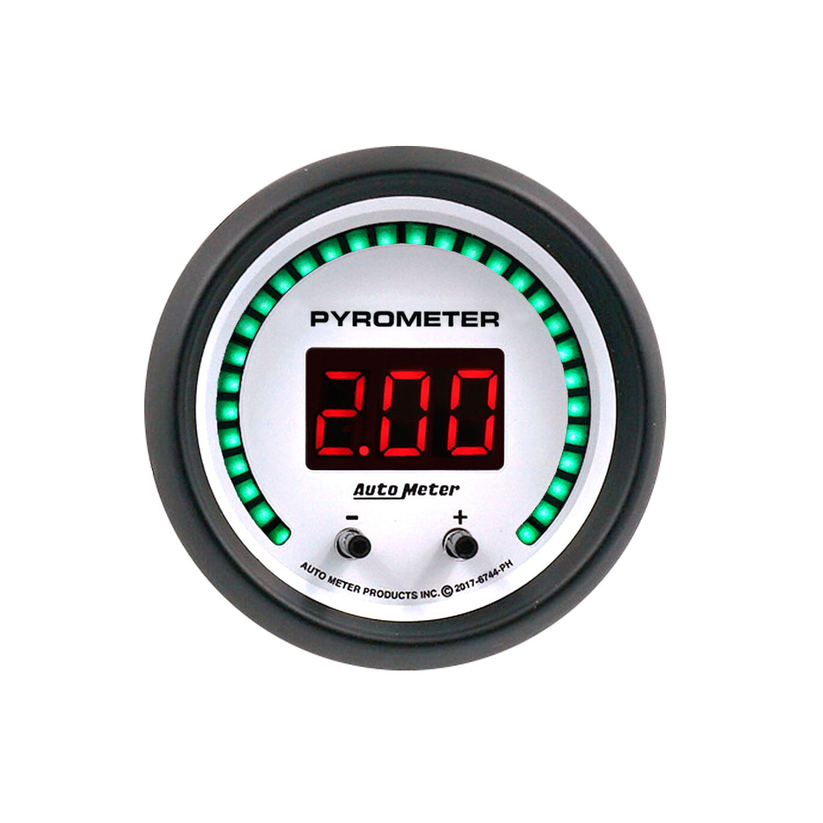 Autometer 52.4mm White Two Channel 0-2000 Degree Pyrometer (EGT) Phantom Elite Digital Gauge - 6744-PH