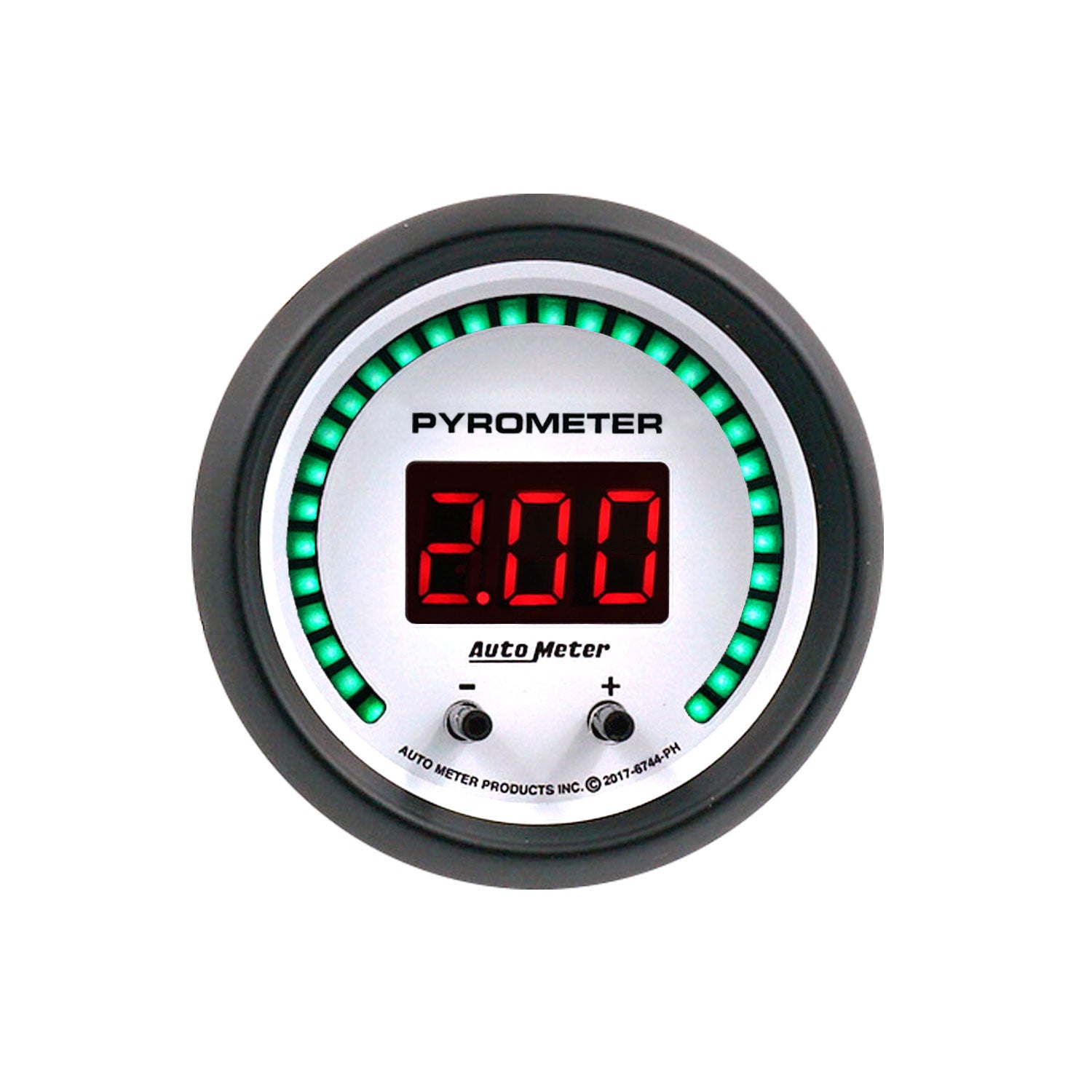 Autometer 52.4mm White Two Channel 0-2000 Degree Pyrometer (EGT) Phantom Elite Digital Gauge - 6744-PH