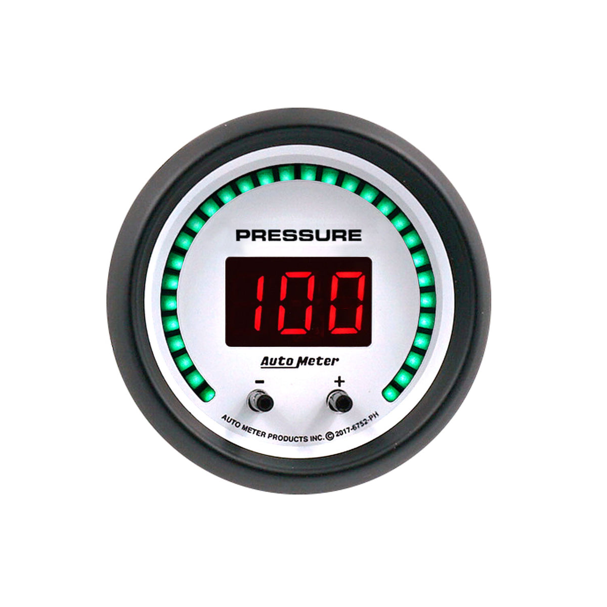 Autometer 52.4mm White Switchable 0-1600 PSI/0-110 BAR Fluid Pressure Phantom Elite Digital Gauge - 6752-PH
