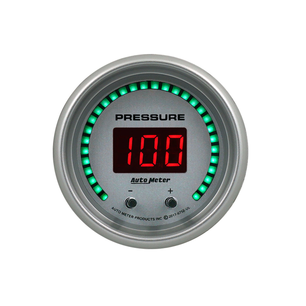 Autometer 52.4mm Silver Switchable 0-1600 PSI/0-110 BAR Fluid Pressure UltraLite Elite Digital Gauge - 6752-UL
