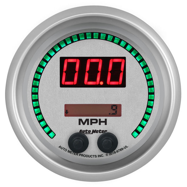 Autometer 85.7mm Silver Switchable 260 MPH / 260 KM/H Speedometer Ultra-Lite Elite Digital Gauge - 6789-UL