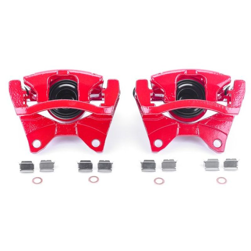 Power Stop 07-11 Dodge Nitro Rear Red Calipers w/Brackets - Pair - S5046 for 2007-2018 Jeep Wrangler - front view