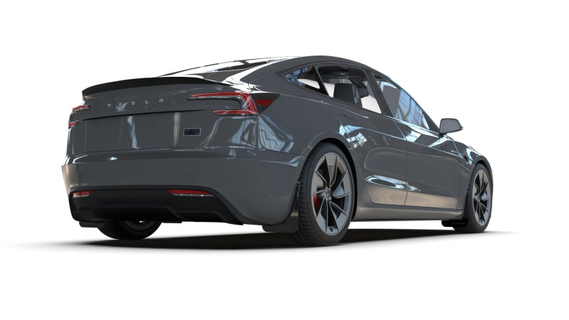 Rally Armor 2024 Tesla Model 3 Highland Black UR Mud Flap Dark Grey Logo - MF122-UR-BLK-DGRY
