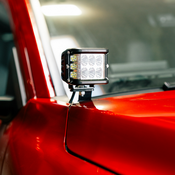 Cali Raised 2024+ Toyota Tacoma Ditch Light Bracket Kit - 2 27W Side Projecting Led Pods/No Switch - CR4047 - front view