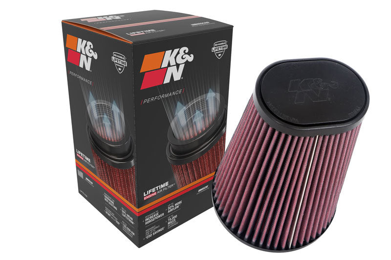 K&amp;N Universal Round Clamp-On Air Filter 4-1/2in FLG, 5-7/8in B, 3-1/4in X 4-1/2in T, 8in H - RU-1021