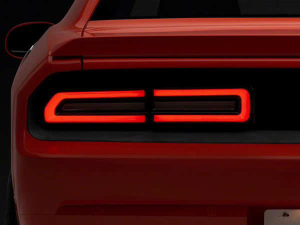 Raxiom 08-14 Dodge Challenger LED Tail Lights- BlkHousing Red Lens - CH15224 for 2008-2014 Dodge Challenger - front view