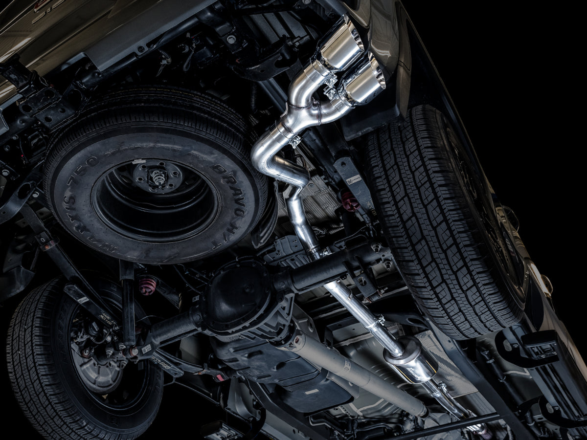 AWE Tuning 4th Gen GM 1500 5.3L 0FG Catback Dual Side Exit (Flat Bumper) - Chrome Tips - 3015-22207