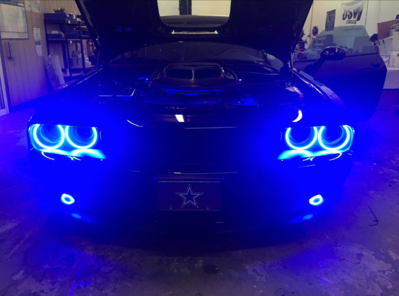 Oracle 15-21 Dodge Challenger Waterproof LED Fog Light Halo Kit - ColorSHIFT SEE WARRANTY - 1236-333