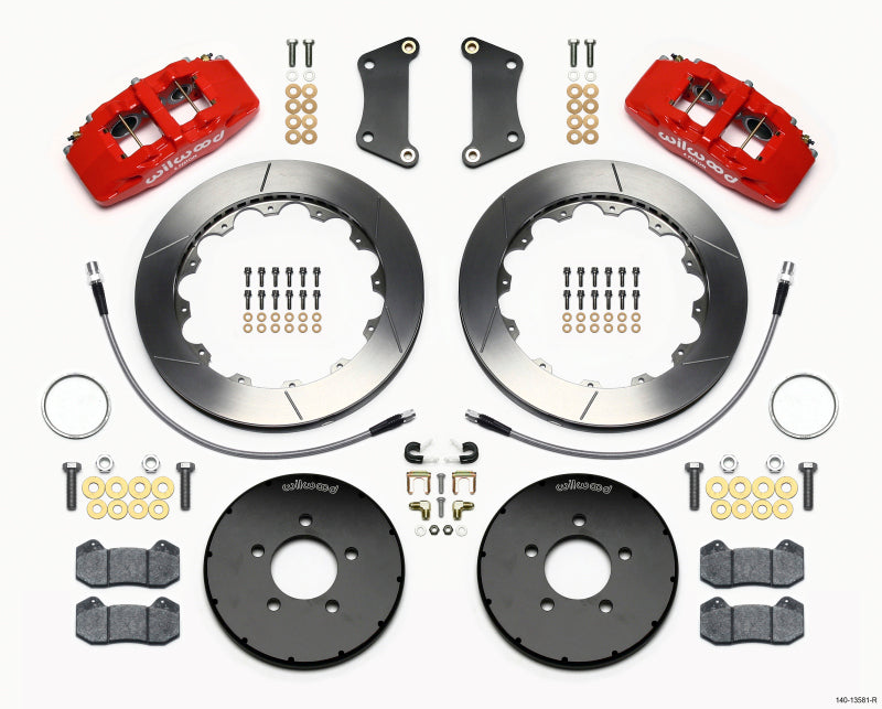 Wilwood Dynapro 6 Front Hat Kit 12.88in Red 2005-Up Mazda 3 w/ Lines - 140-13581-R