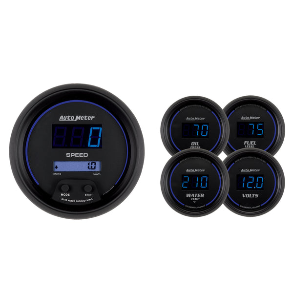 Autometer Cobalt Digital 3-3/8in Programmable Electric Speedometer/ 2-1/16in Electric Oil Pressure - 6900