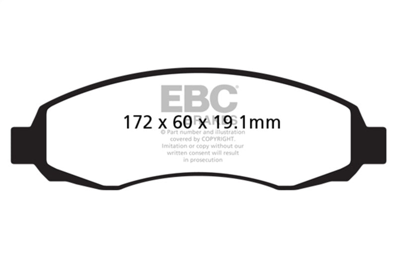 EBC 03-04 Dodge Dakota 2WD 3.7 Ultimax2 Front Brake Pads - UD962 for 2003-2004 Dodge Dakota - front view