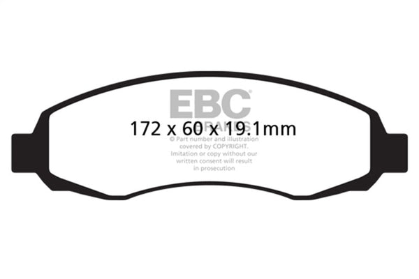 EBC 03-04 Dodge Dakota 2WD 3.7 Ultimax2 Front Brake Pads - UD962 for 2003-2004 Dodge Dakota - front view