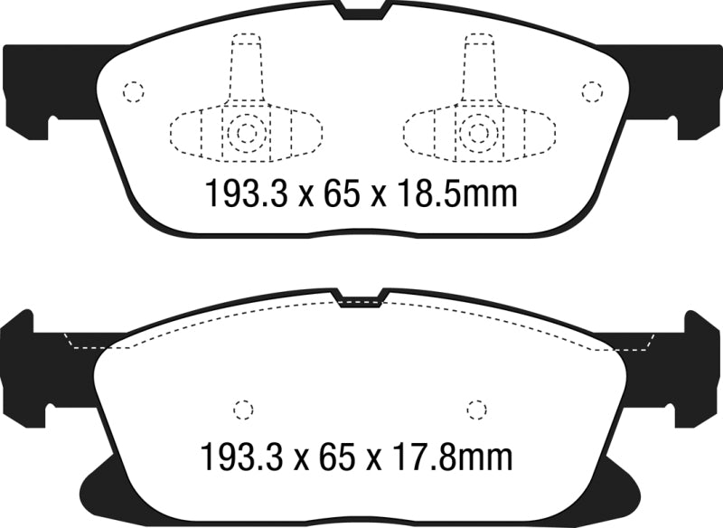 EBC 15+ Ford Edge 2.0 Turbo FWD Ultimax2 Front Brake Pads - UD1818