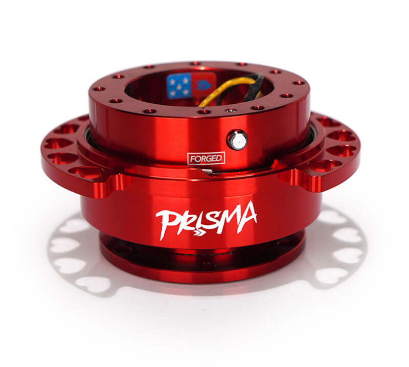 NRG Quick Release Kit - Red Body/ Red Heart Cutout Ring - SRK-222RD-RD - close-up view