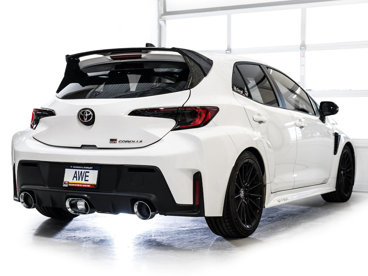 AWE 23-24 Toyota GR Corolla Track Edition Catback Exhaust - Chrome Silver Tips - 3020-52472