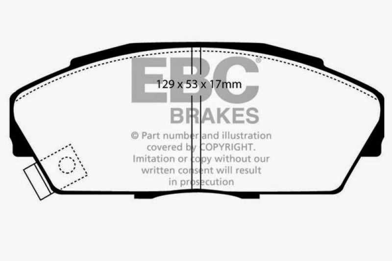 EBC 92-94 Acura Integra 1.7 Vtec Ultimax2 Front Brake Pads - UD409 for 1990-1994 Acura Integra - front view