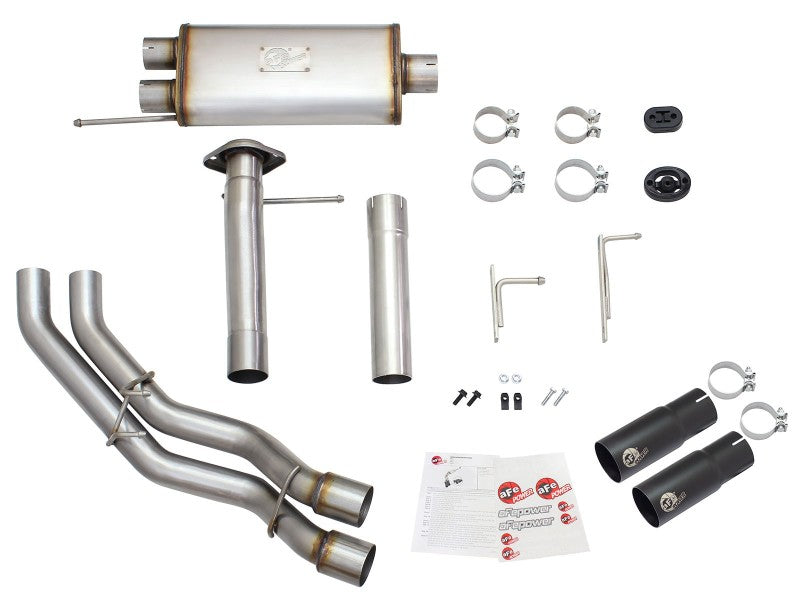 aFe Rebel Exhausts 3in SS Cat-Back 09-14 Ford F-150 4.6/5.0/5.4L w/ Black Tips - 49-43080-B