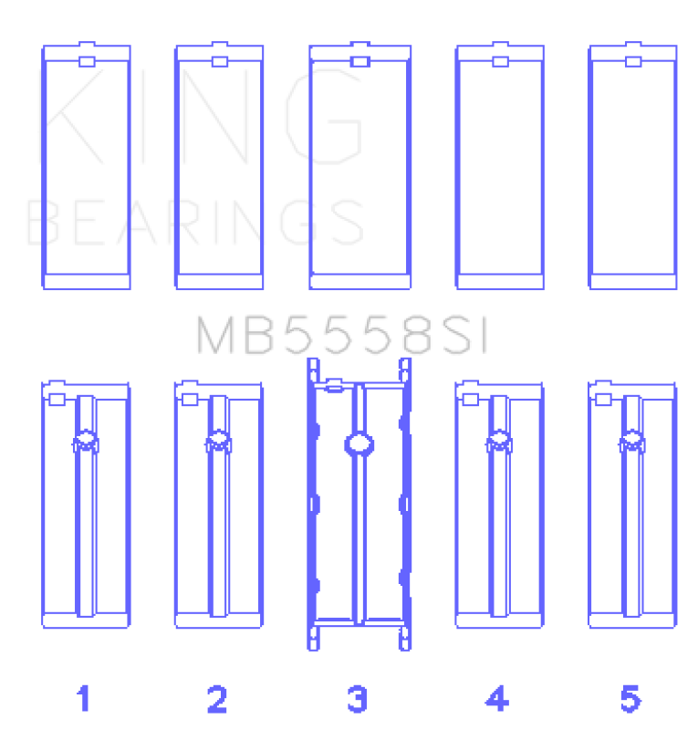 King Engine Bearings Ford R6A/114Ci 1.9L/121Ci 2.0L (Size +0.25mm) Main Bearing Set - MB5558SI0.25