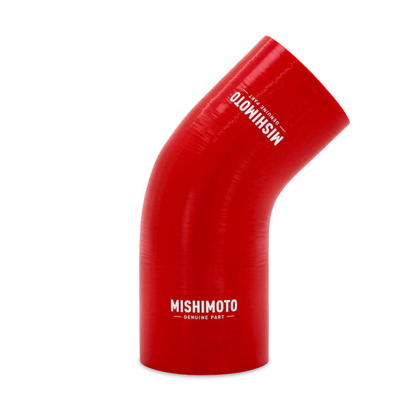 Mishimoto Silicone Reducer Coupler 45 Degree 2.5in to 2.75in - Red - MMCP-R45-25275RD by Mishimoto - front view