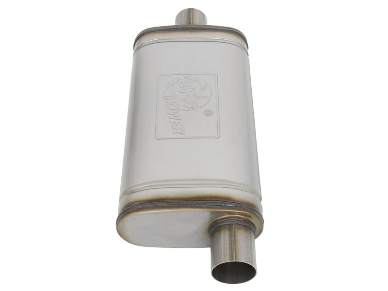aFe MACHForce XP SS Muffler 2.5in Center Inlet / 2.5in Offset Outlet 18in L x 9in W x4in H Body - 49M00019