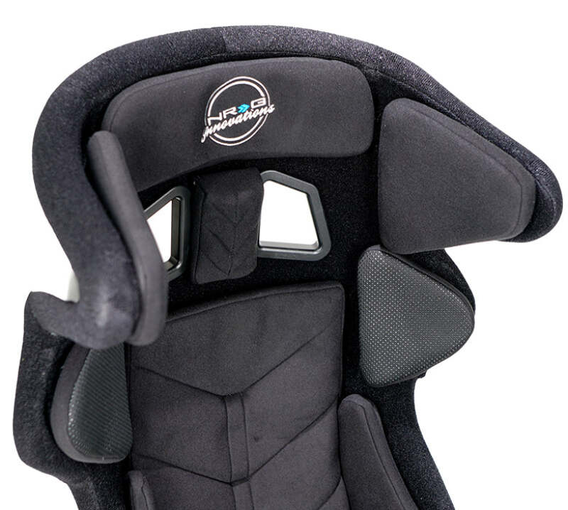 NRG FIA Competition Seat w/ Head Containment & Comp Fabric FIA Velcro Paddings - Thin Cushion (Blk) - FRP-RS700M-BK1 - close-up view 2