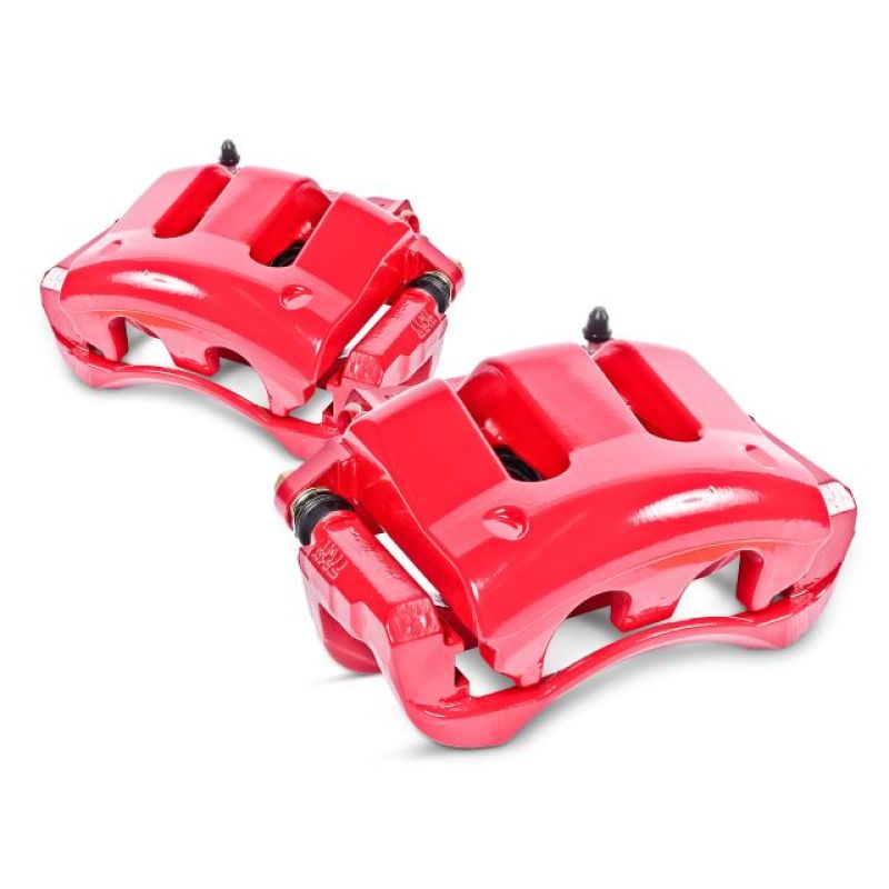 Power Stop 08-12 Infiniti EX35 Front Red Calipers w/Brackets - Pair - S2870B for 2003-2013 INFINITI M - angle view