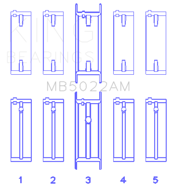 King Engine Bearings Hyundai G4Ed/G4Ae/G4Fk (Size +0.25mm) Main Bearing Set - MB5022AM0.25