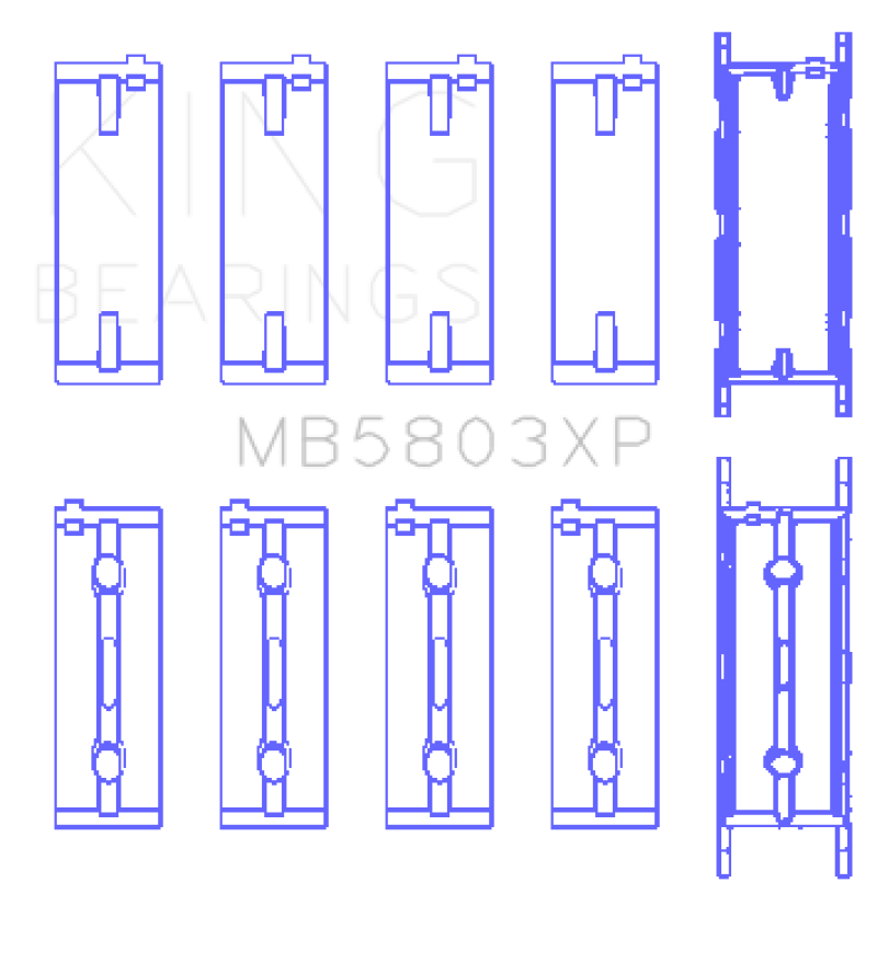 King BMW S65B40A (Size .026) Crankshaft Main Bearings Set of 5 - MB5803XP.026