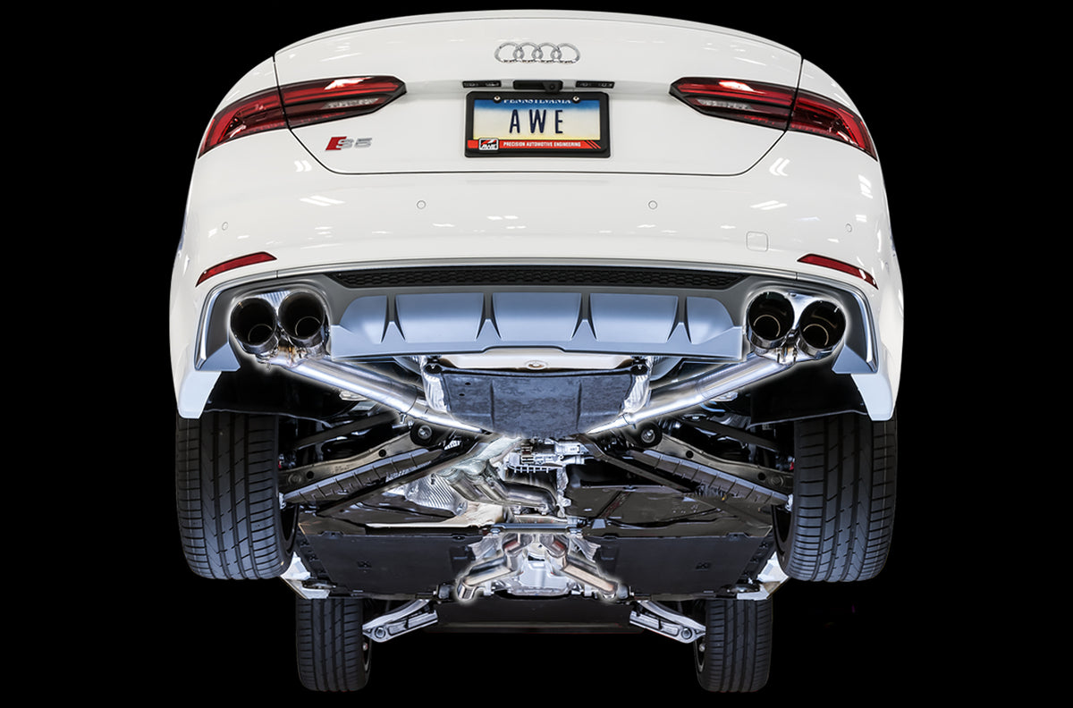 AWE Tuning Audi B9 S5 Sportback Track Edition Exhaust - Non-Resonated (Black 102mm Tips) - 3010-43062