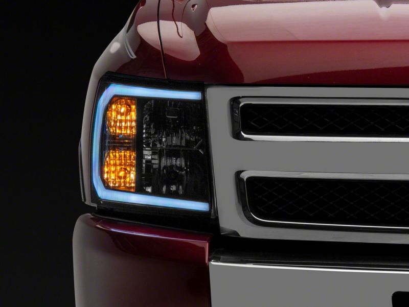 Raxiom 07-13 Chevrolet Silverado 1500 Axial Series Headlights w/ LED Bar- Blk Housing (Clear Lens) - S138003
