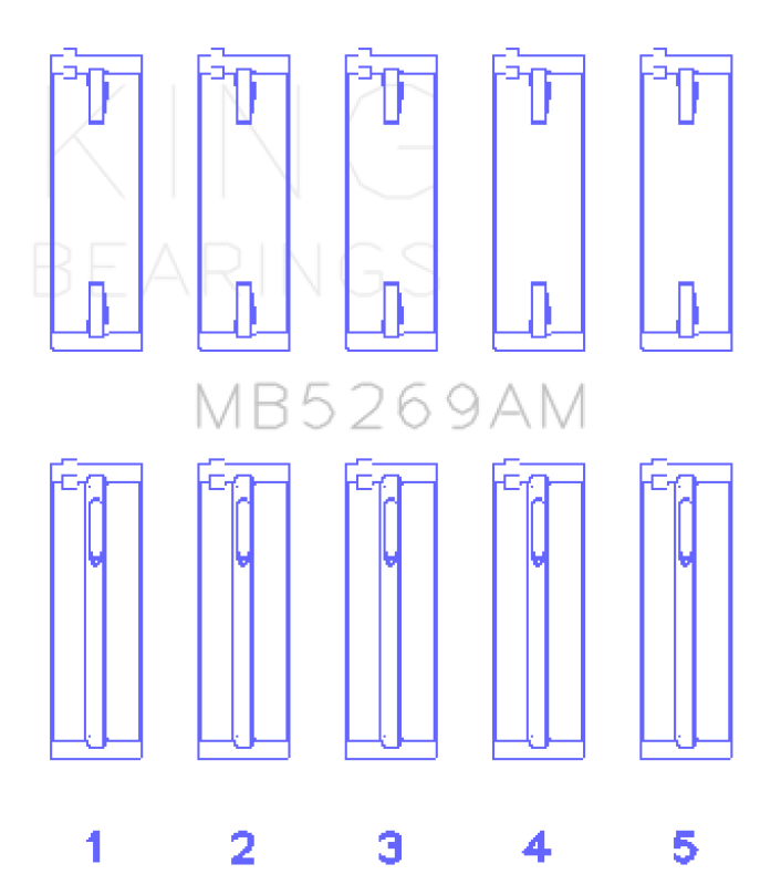 King Engine Bearings VW/Audi Aku/Aqm/Cr/Cy/Jk/Jr/Ky/Ra (Size +0.25mm) Main Bearing Set - MB5269AM0.25