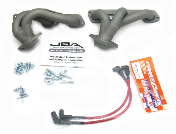 JBA 07-11 Jeep 3.8L V6 1-1/2in Primary Ti Ctd Cat4Ward Header - 1528SJT for 2007-2011 Jeep Wrangler - front view
