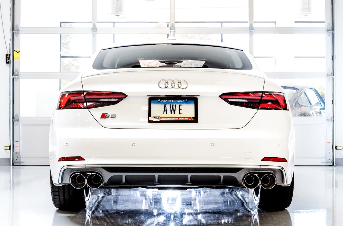 AWE Tuning Audi B9 S4 Touring Edition Exhaust - Non-Resonated (Silver 102mm Tips) - 3010-42056