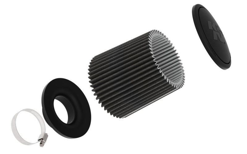 K&amp;N Universal Round Clamp-On Air Filter 3in ID 9in Height 6in Base OD 5.25 Top OD - RU-3109HBK