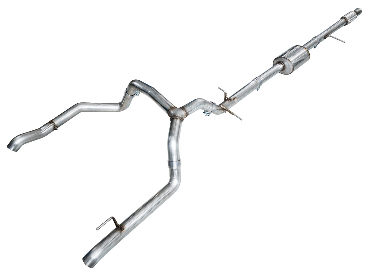 AWE 4th Gen GM 1500 5.3L 0FG Catback Split Rear Exit (w/ Bumper Cutouts) - OE Tips - 3015-31200