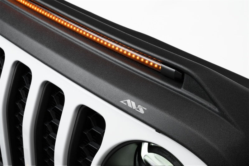 AVS 2018-2019 Jeep Wrangler (JL) Aeroskin Low Profile Hood Shield w/ Lights - Black - 753156