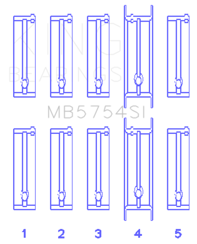 King Engine Bearings ChevrolET 121Ci/Ln2 134Ci Fl O/S 010 (Size +0.75mm) Main Bearing Set - MB5754SI0.75