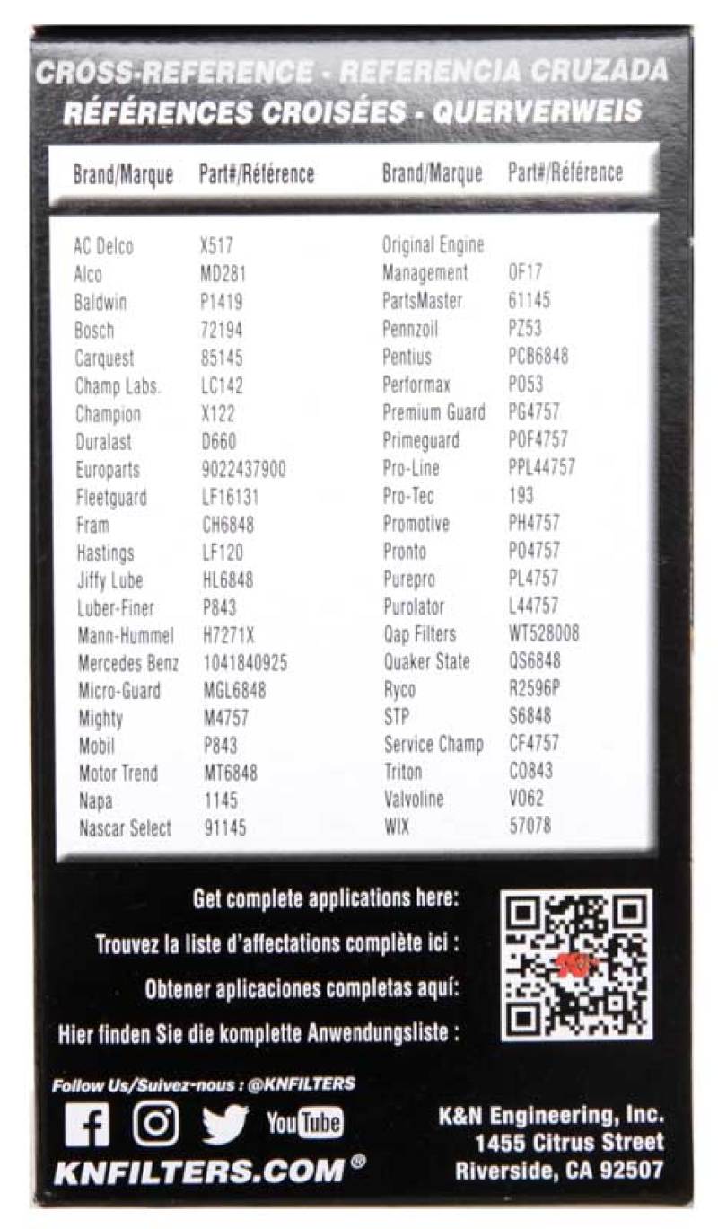 K&amp;N 2014 Mercedes-Benz G550 5.5L Oil Filter - HP-7004