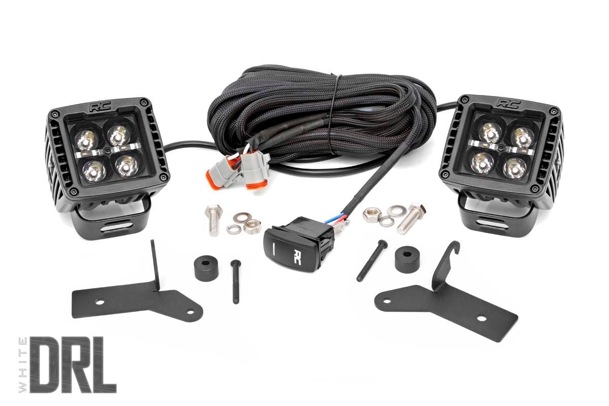 LED Light Kit | Hinge Mount | 2&quot; Black Pair | White DRL | Jeep Gladiator JT/Wrangler JL (18-24)