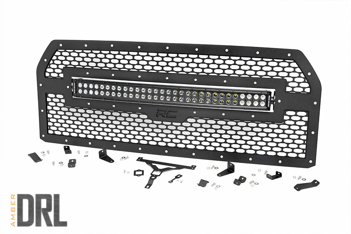 Mesh Grille | 30&quot; Dual Row LED | Black | Amber DRL | Ford F-150 (15-17)