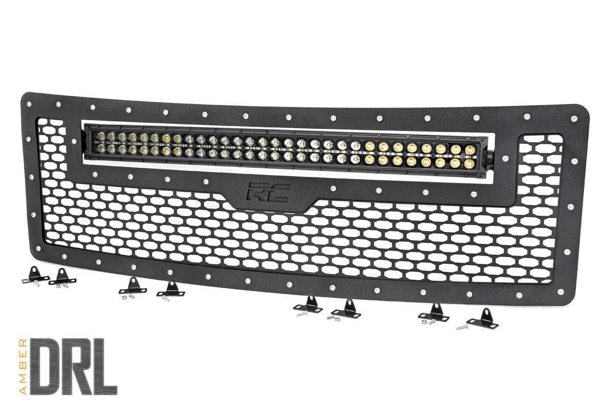 Mesh Grille | 30&quot; Dual Row LED | Black | Amber DRL | Ford F-150 (09-14)
