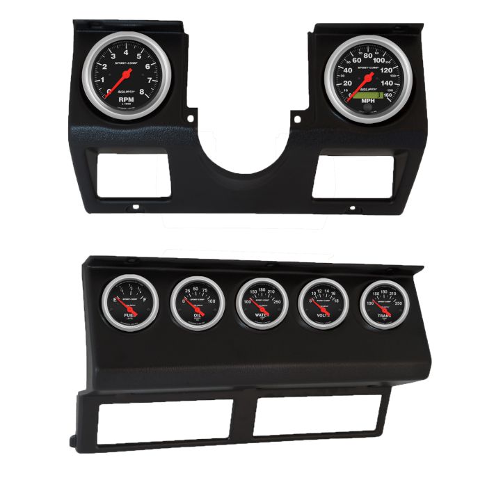 Autometer Sport-Comp Direct Fit Dash Kit 87-96 Jeep Wrangler YJ (Tach/MPH/FL/OilP/WTMP/VLT/TRNS) - 7040-11