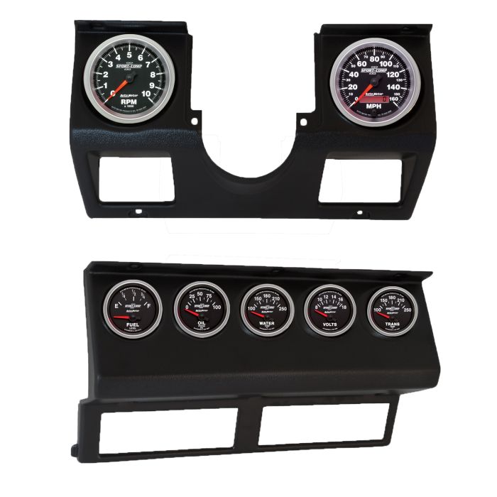 Autometer Sport-Comp II Direct Fit Dash Kit 87-96 Jeep Wrangler YJ (Tach/MPH/FL/OilP/WTMP/VLT/TRNS) - 7040-12
