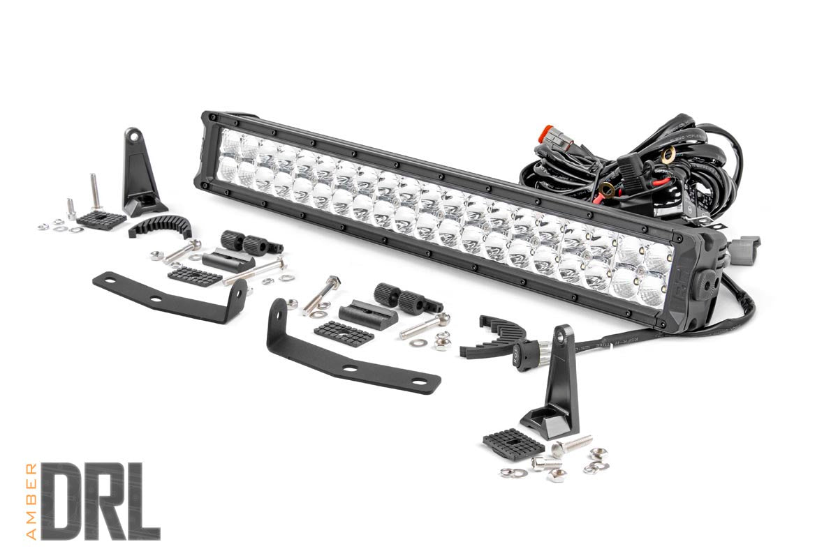 LED Light Kit | Bumper Mount | 20&quot; Chrome Dual Row | Amber DRL | Nissan Titan XD (16-24)