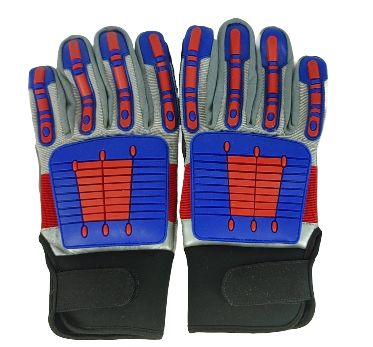 Granatelli Large Off Road Style Work Gloves - Red/Blue/Gray/Black - 706528